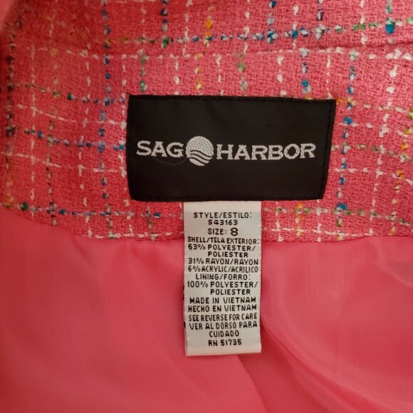 Sag Harbor Womens Pink Tweed Button-Front Blazer Size 8 - Picture 3 of 5